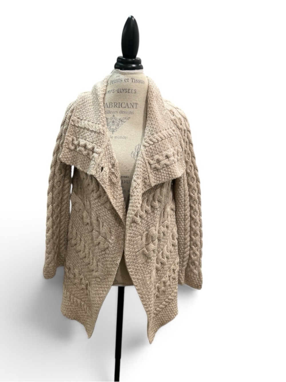 Aran Crafts Ireland 100% Merino Wool Cable Knit Cardigan XL